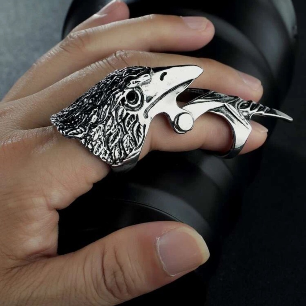 🦅 Awesome Eagle Hawk Bird Full Finger Jointed Cuff Ring 🦅
